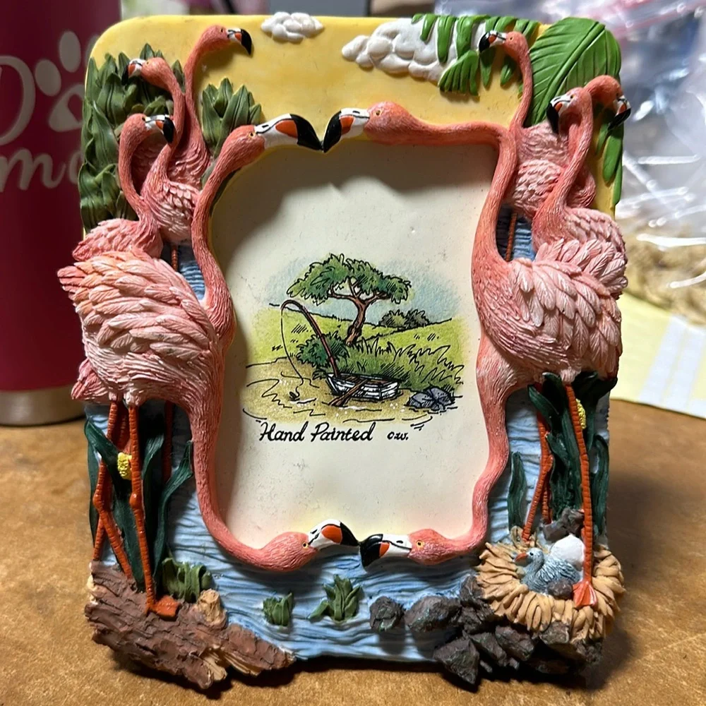 Photo Frame Flamingo 3D Colorful Holds 3-1/2